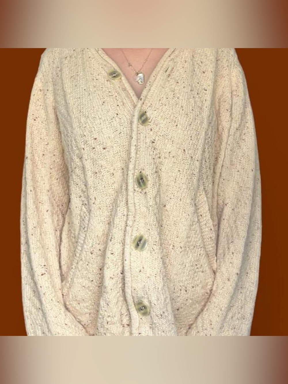 Levi's Cream Speckled Knit Button-Front Cardigan